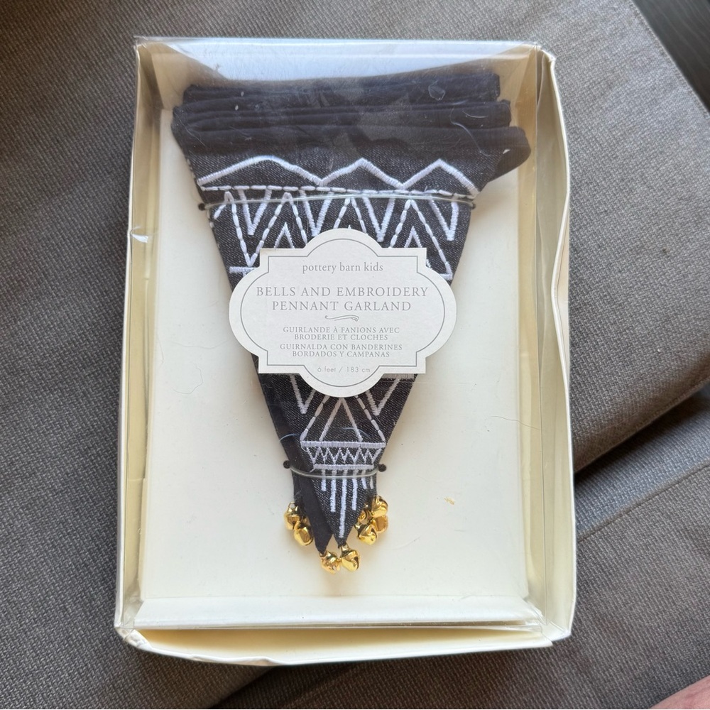 Pottery Barn Kids Bells and Embroidery Pennant Garland